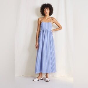 Apiece Apart Evora Spaghetti Maxi Dress in French Blue White Stripe XS Sundress